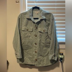 Light minty-green Madewell Corduroy shacket